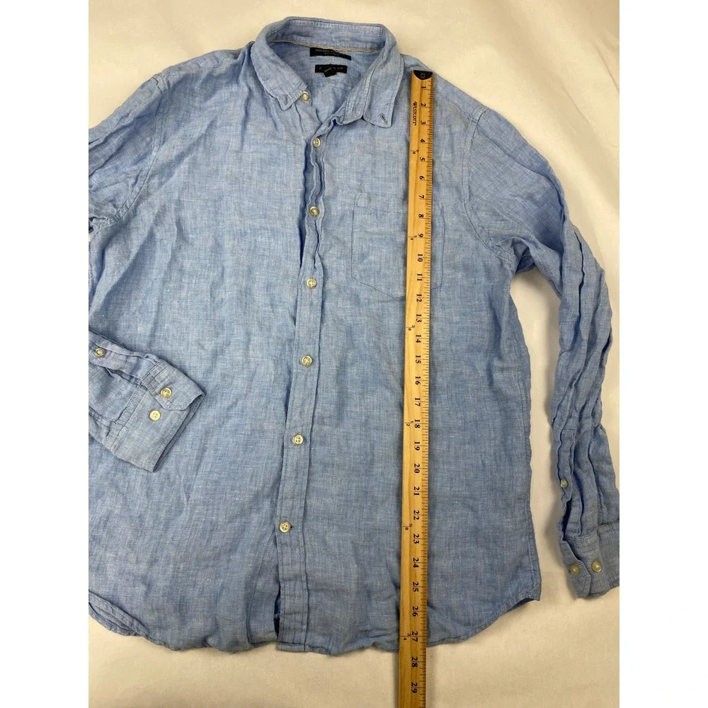 Banana Republic 100% Linen Shirt Men's Size Large Blue Camden Fit